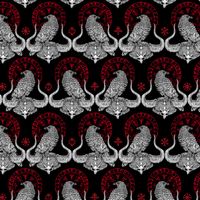 Jersey "Corvus Corax" nordischer Stoff rot schwarz je m