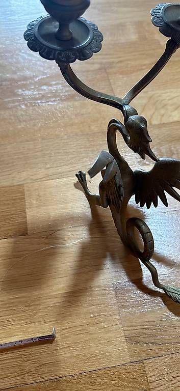 Portacandele: Messing Kerzenständer Drache alt  ggf antik Jugendstil – Usato da Basel venduto da Joshy03 3