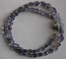 NEU: Iolith Kette Collier Wassersaphir mit Edelstahl