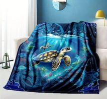 Decke Schildkröte 130cm x 150cm / Meer / Unterwasserwelt