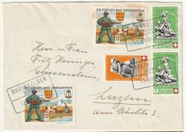 Brief mit Bahnstationsstempel Rheinfelden mit Soldatenmarken