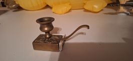 Antiker Kerzenständer mit Zündholzschachtel, Vintage Deko 