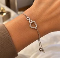 Armband Herz Unendlichkeitssymbol mit Steinen silberfarben