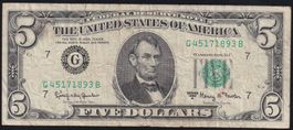 USA 5 Dollars 1963A Chicago