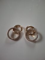 Boucles d'oreilles double anneaux doré et strass
