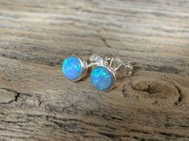 Opal Ohrstecker rund ca Ø 6mm schlicht 925 - Sterling Silver
