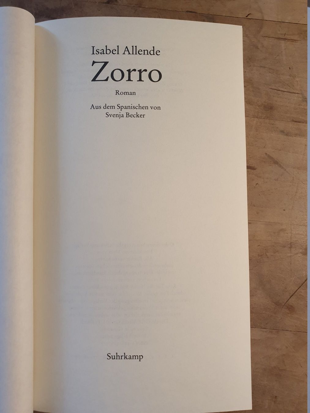 Libri: Zorro Isabel Allende Suhrkamp – Usato da Zürich venduto da loosebone 2