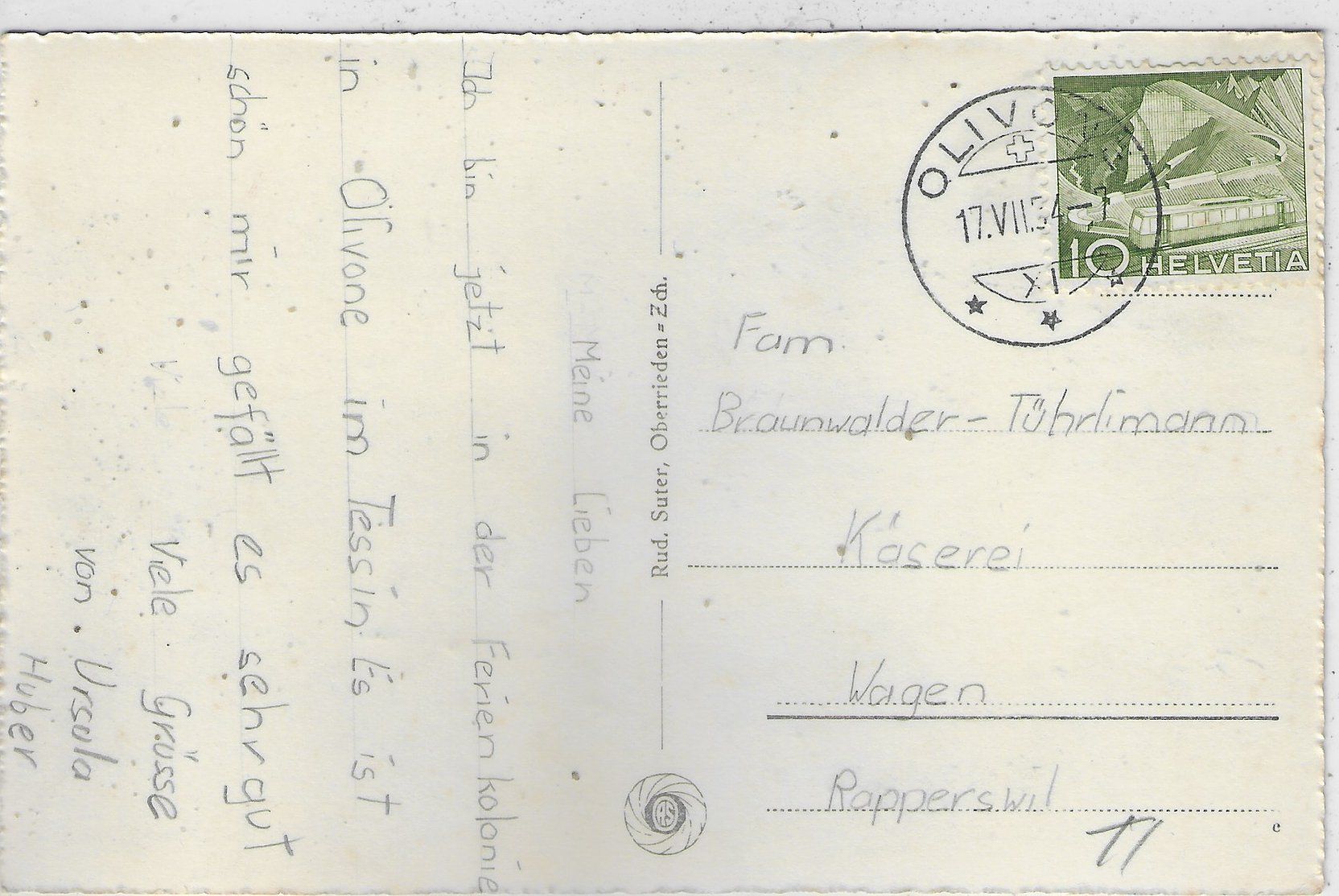 Cartoline postali: Olivone - Vue generale – Usato da Ettingen venduto da Kartenplanet 1