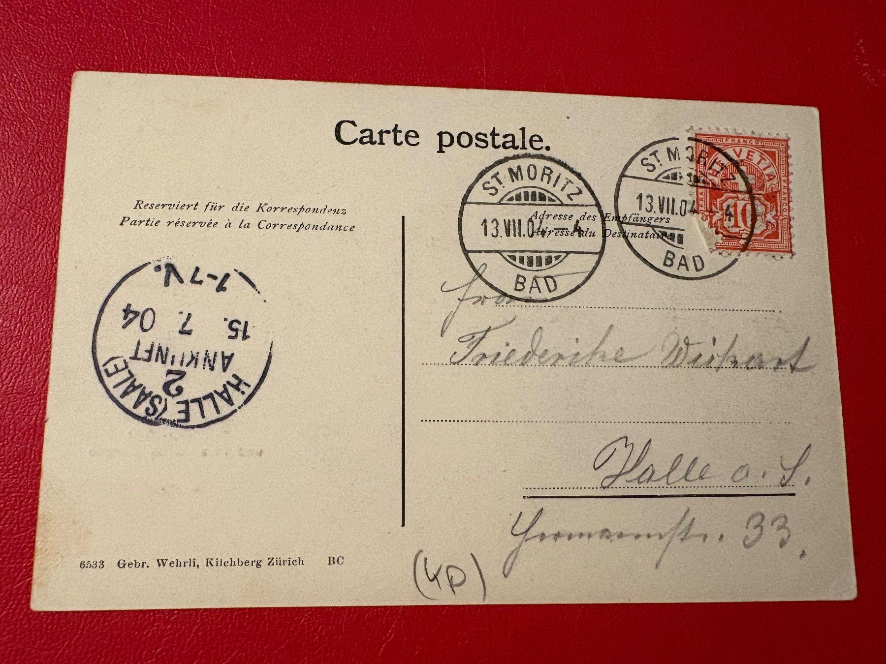Ansichtskarten: 1904 // St. Moritz-Bad und Pizzo della Margna – Gebraucht aus St-Légier-Chiésaz von Theo006 1