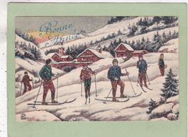 Frankreich Kitsch Skifahrer Bonne Année 1932