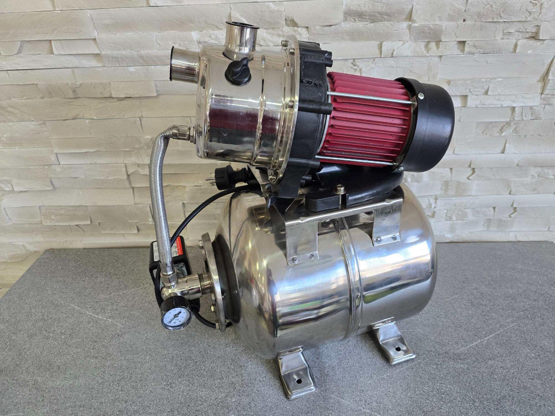 Edelstahl Hauswasserwerk 1200 W – 3800 L/h, 4,8 Bar, 19 L Druckkessel, Vorfilter – Für Garten, Brunnen, Zisterne