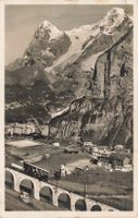 Mürren BE Allmendhubelbahn mit Eiger Mönch und Jungfrau Bahn