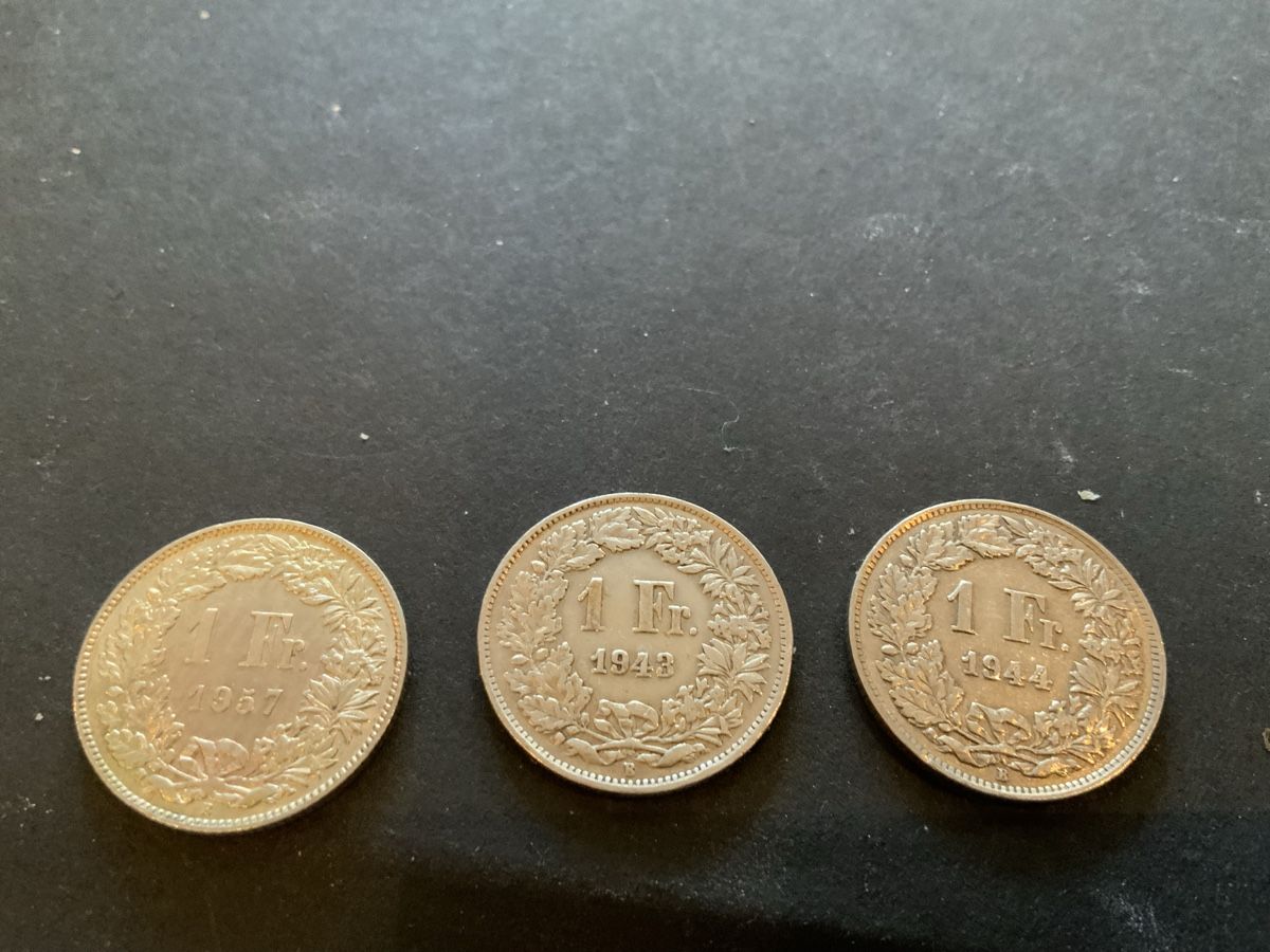 Alle Münzen: 1943/44/57 EINFRÄNKLER SILBER  – Gebraucht aus Beinwil am See von Ricri