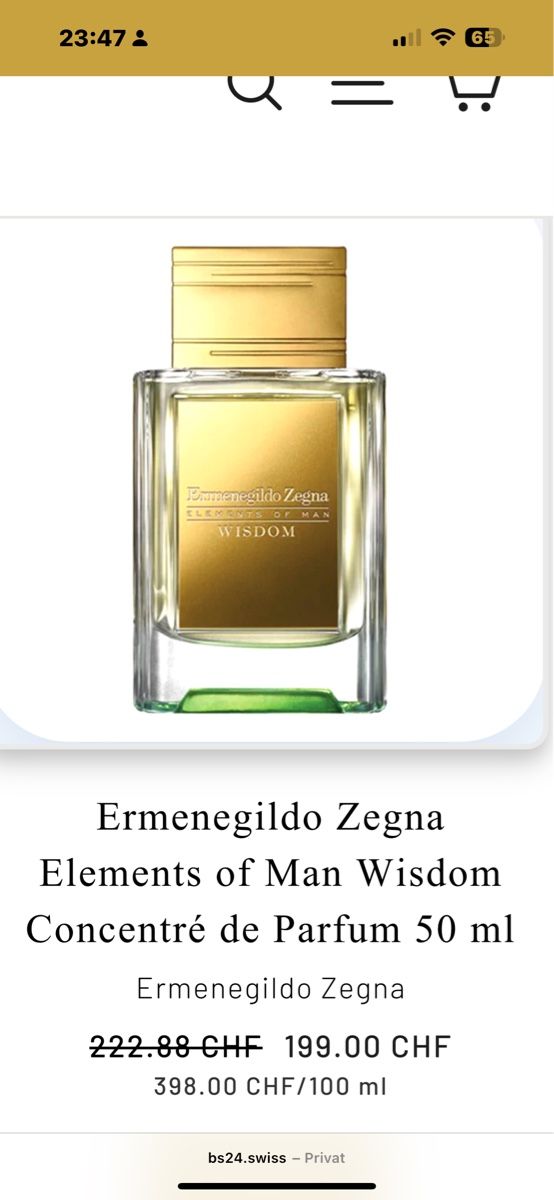 Profumi & Eau de Toilette: Ermenegildo Zegna Wisdom Parfum – Usato da Oberurnen venduto da nes_8xqt 3