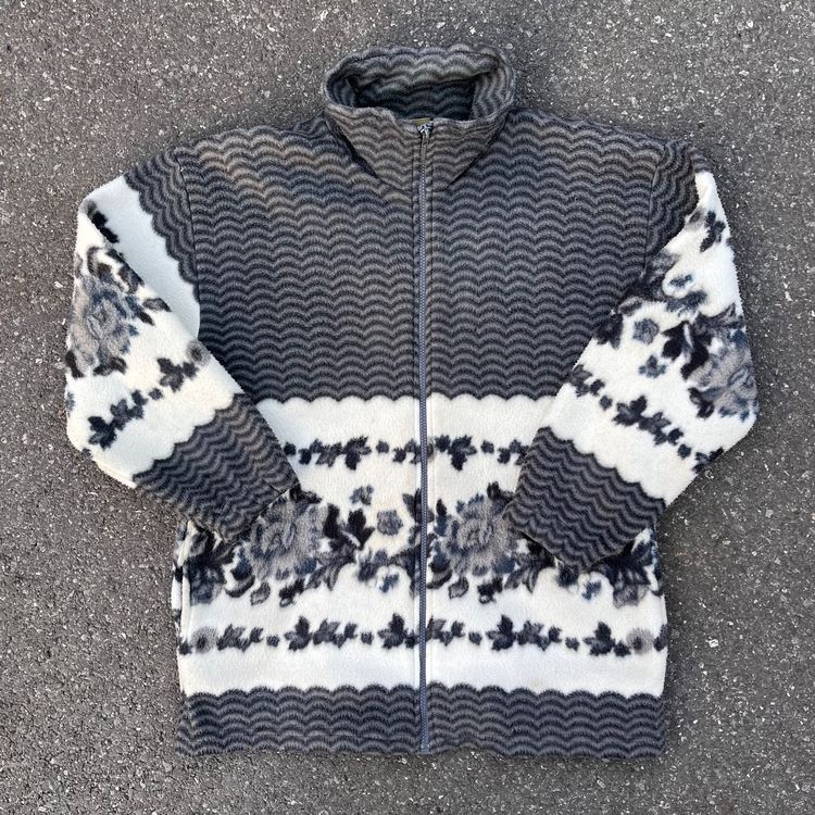 90s Trippy Pattern Retro Fleece Jacket M L