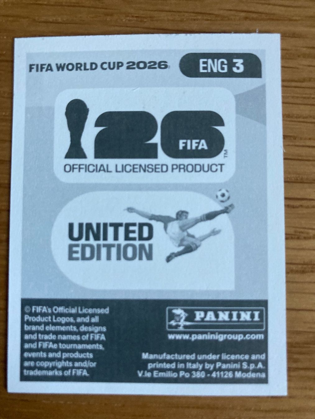 Panini Carte collezionabili: WM Sticker ENG 3 – Nuovo (secondo la descrizione) da Winterthur venduto da Whitefish 1