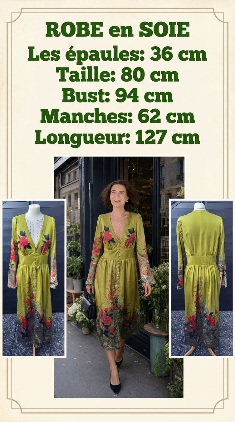 Vestiti: Robe en soie olive – Nuovo (secondo la descrizione) da Fribourg venduto da VictoriaShop7 8