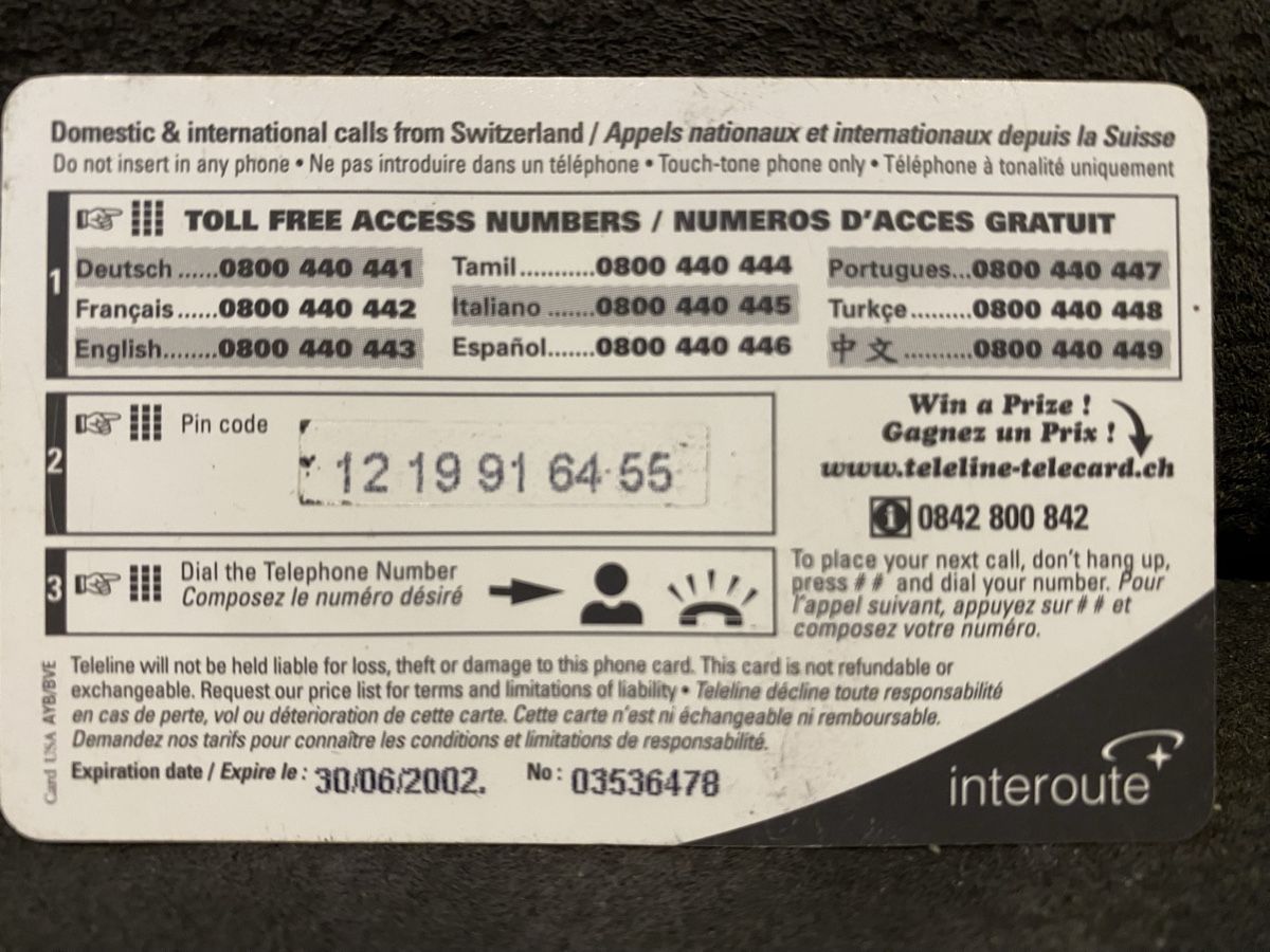 Cartes de téléphone: Teleline – Défectueux à Lausanne par babacard10 1