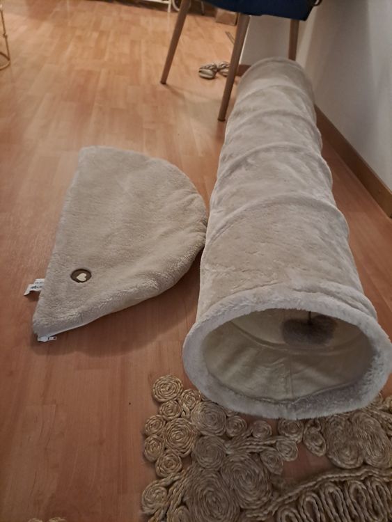 Katzentunnel Grau ∅25x100 Cm - Raschelspieltunnel Mit Verstecktem Ball