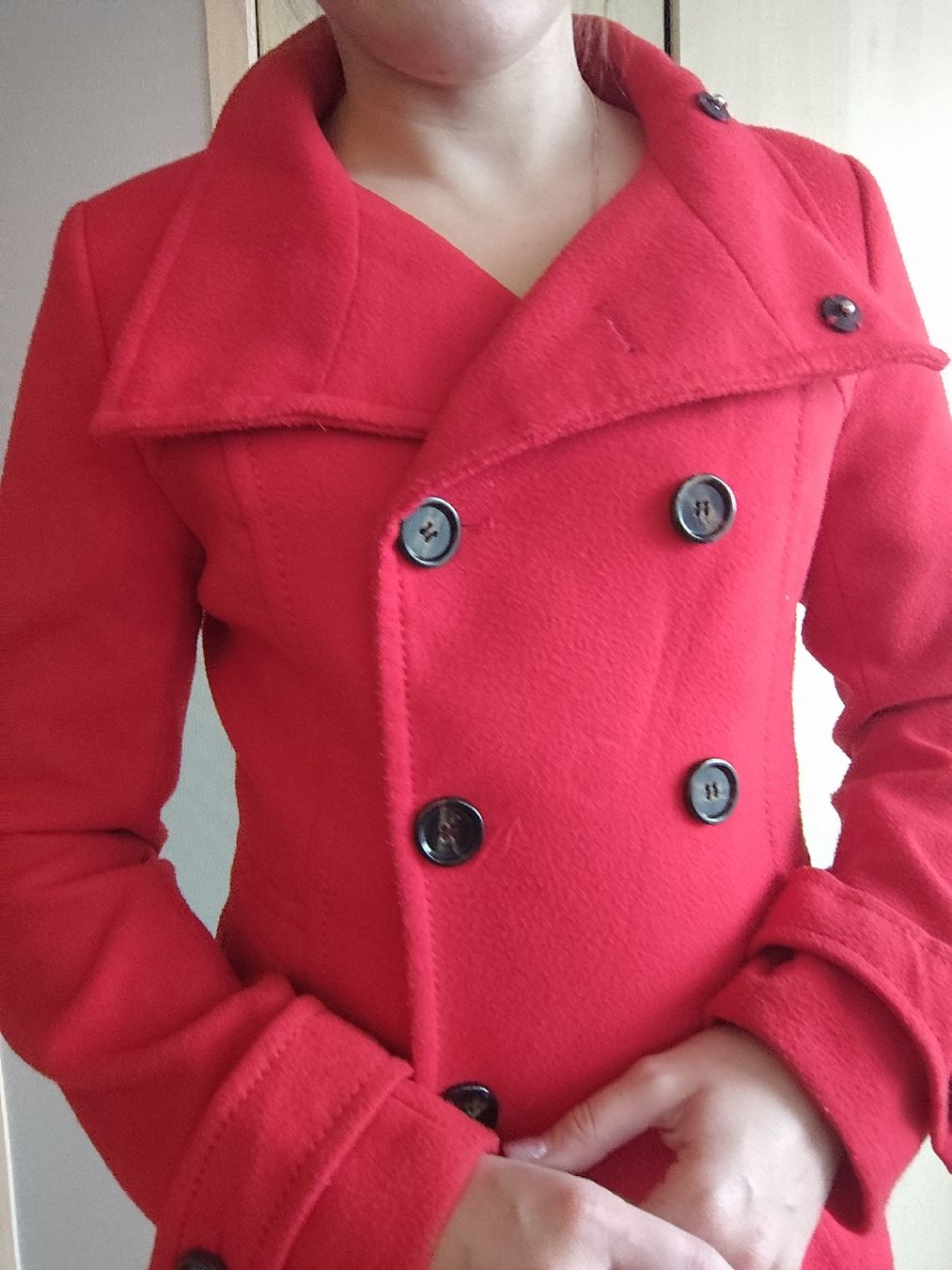 Mäntel: H&M Red Wool Blend Pea Coat, Size 34 Great Condition! – Gebraucht aus Mägenwil von VintageGirly 5