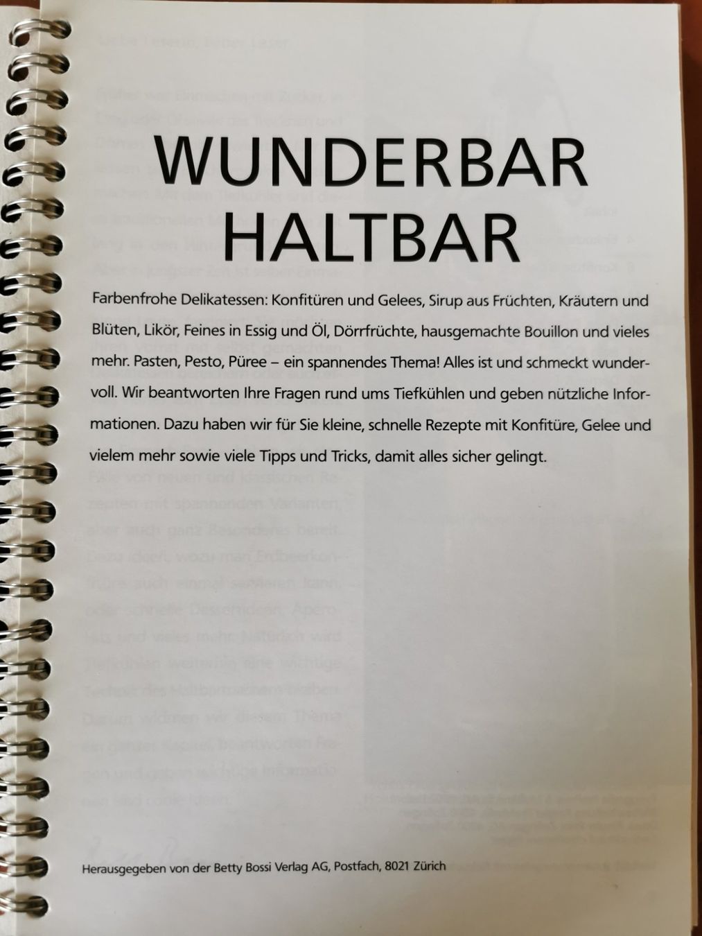 Libri: Betty Bossi; Wunderbar Haltbar – Usato da Boniswil venduto da Totomat-Lady2 1