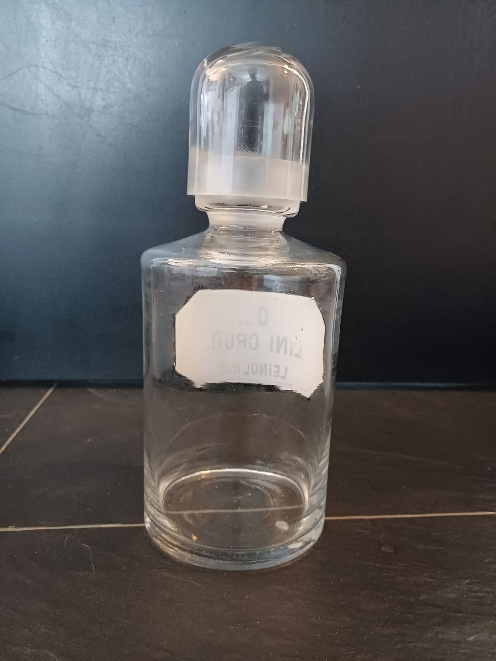 Accessori da laboratorio: Alte Apothekerflasche, Leinöl roh – Usato da Niederuzwil venduto da wolkenlos80 2
