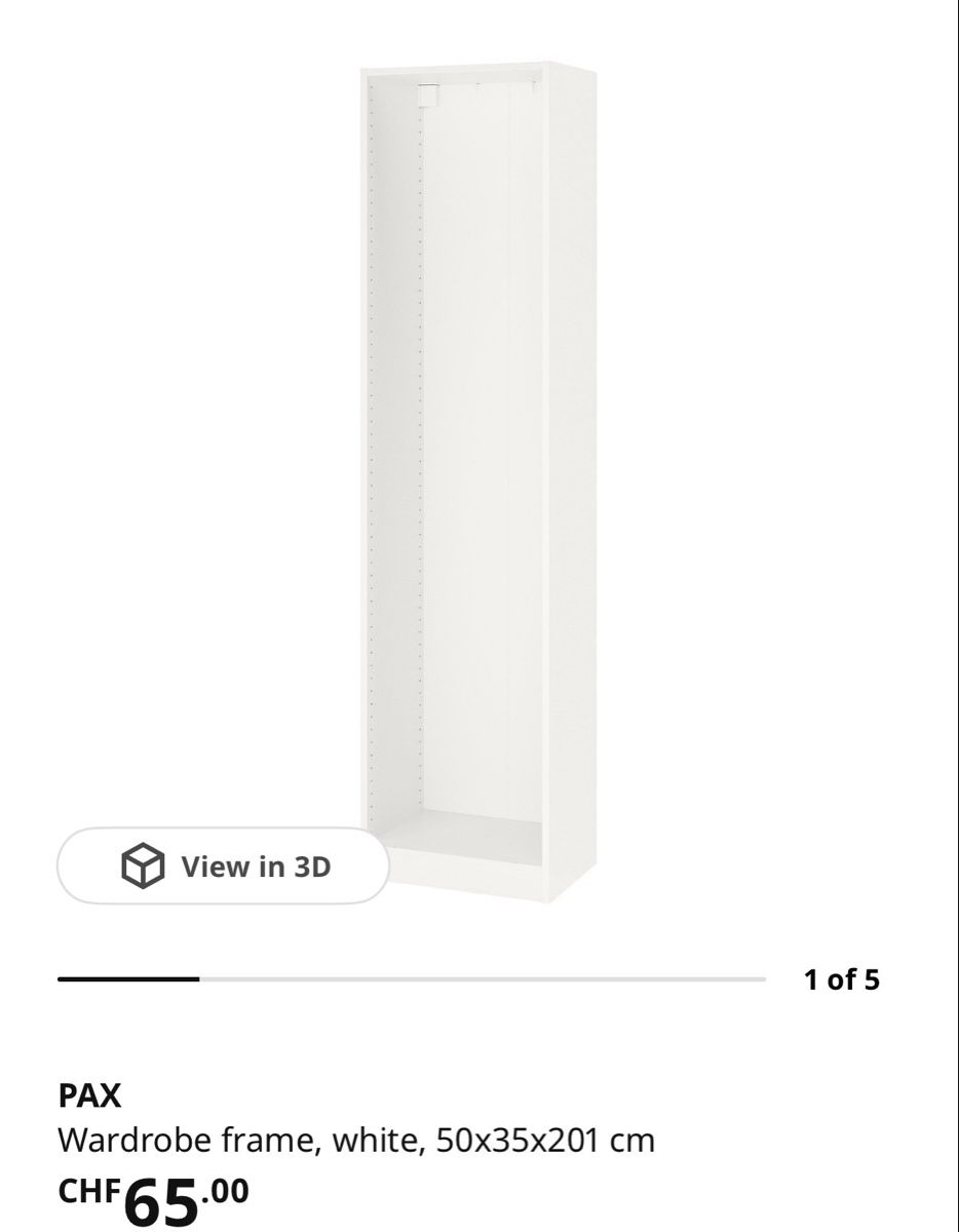 Armadi: PAX Wardrobe frame white 50x35x201cm good condition – Usato da Boswil venduto da Tamara_Vanessa92
