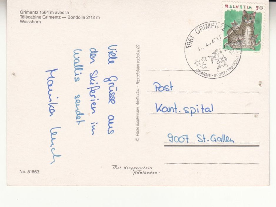 Ansichtskarten: Grimentz 1992 – Gebraucht aus Bürglen TG von StampGraf 1