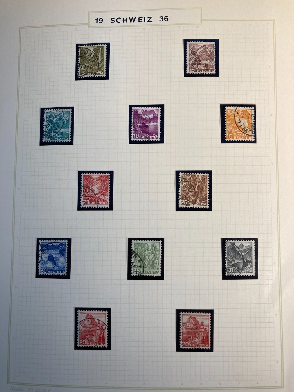 Alle Briefmarken: Schweiz 1936 Satz Landschaftsbilder gestempelt – Gebraucht aus Winterthur von schnueps