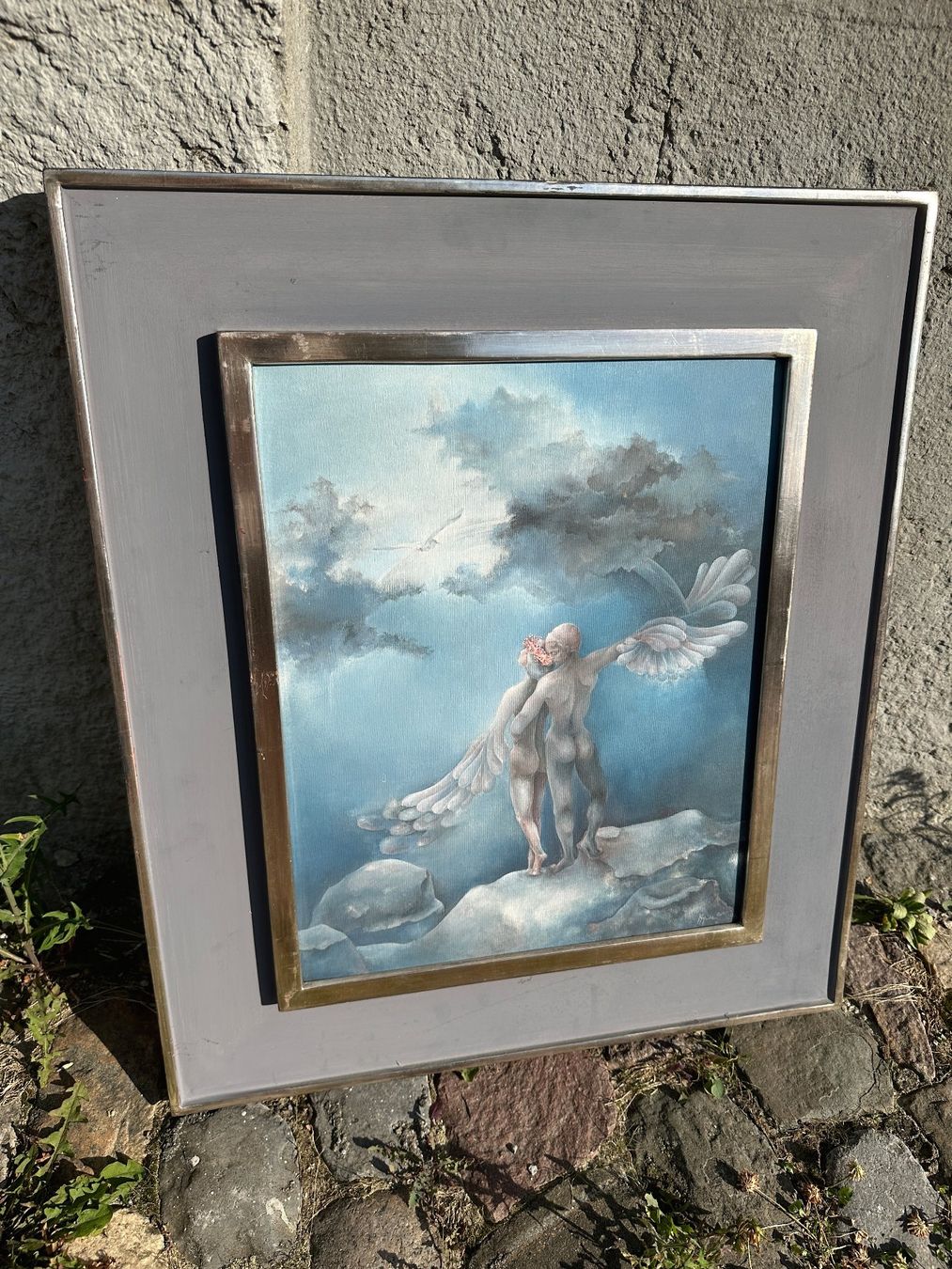 Gemälde: schönes Gemälde mit 2 Engeln Möve Wolken – Gebraucht aus Zürich von atlantis77