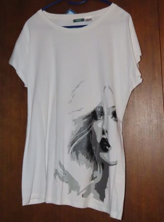 T-shirt femme blanc motif visage taille 40/42