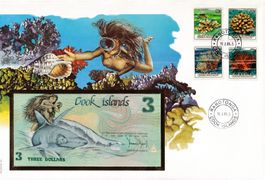 Grosser Banknotenbrief  Cooks Islands 1990