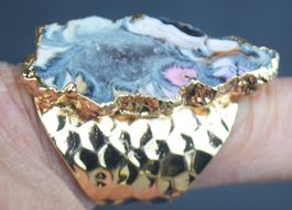 Ring X-77 – Blumen Druzy Achat – Grössenverstellbar