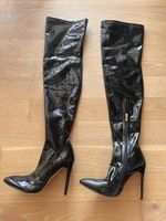 Overknee Stiefel Lack schwarz Absatz guter Zustand
