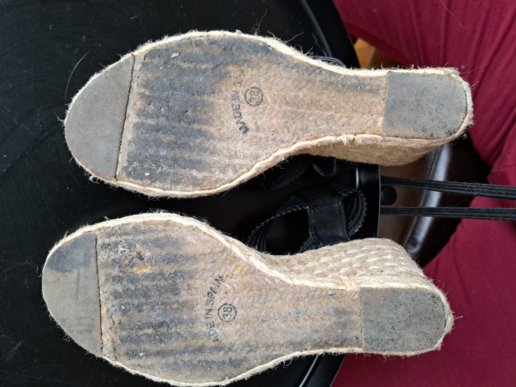 Scarpe da donna: Espadrilles compensées noir cuir élastique t. 38 Casteller – Usato da Genève venduto da elo_t28p 3