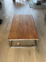 Couchtisch Massivholz mit Metallgestell, gebrauchter Zustand