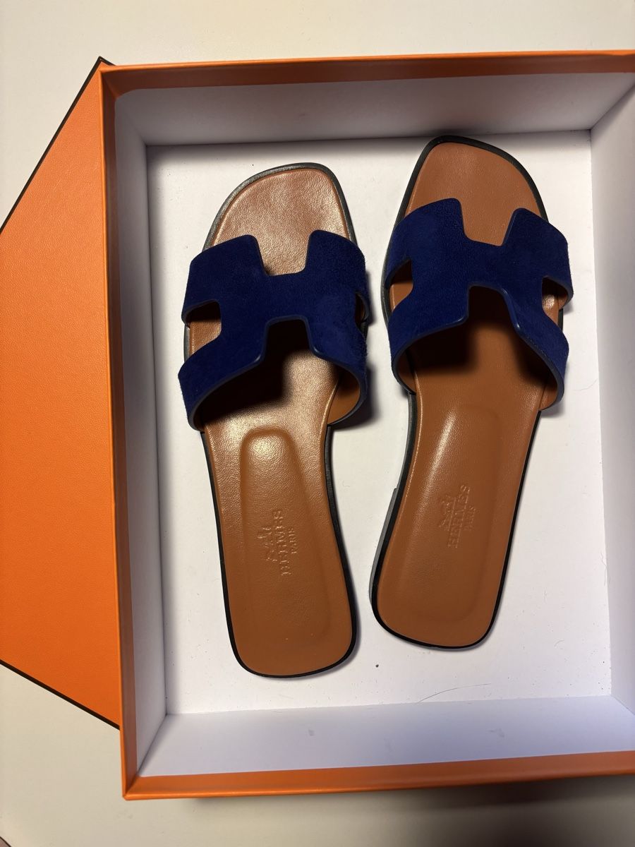 Scarpe da uomo: Hermès Oran Sandalen Wildleder blau – Usato da Zollikon venduto da han_rvt8 1