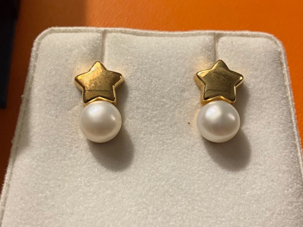 Orecchini pendenti & Orecchini a lobo: Gold Ohrstecker Perle Stern neu ungetragen Geschenkidee – Nuovo e nell'imballaggio originale da Triesen venduto da hor_6kx9 2