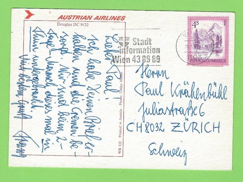 Cartoline postali: Austrian Airlines Douglas DC 9/32 – Usato da Zürich venduto da t24_de 1