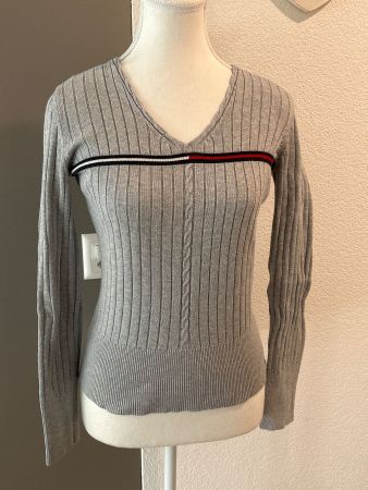 Damen Pullover Tommy Hilfiger grau gerippt