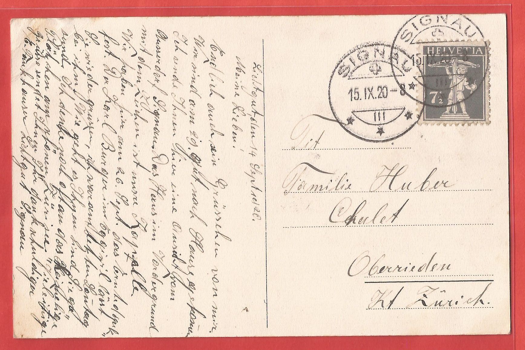 Cartoline postali: Signau im Emmental - 1920 – Usato da Fislisbach venduto da Porano 1