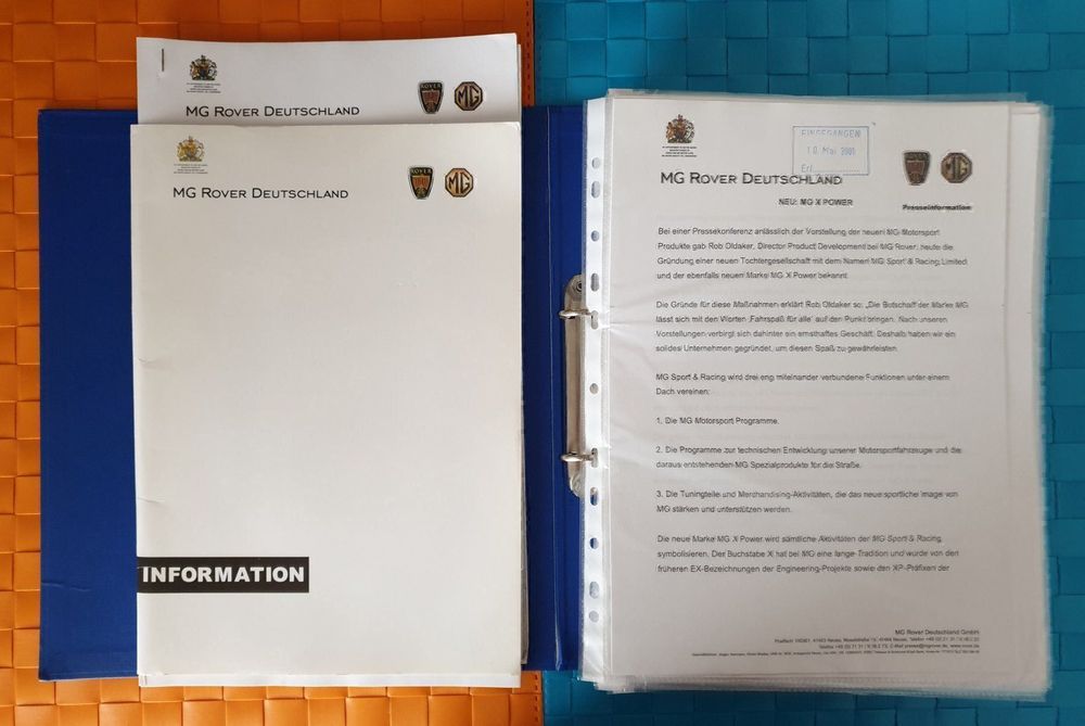 Revues & Magazines: MG ROVER - Archiv / Pressemappe /Bilder / Prospekt – D'occasion à Viganello par CARLiteratur 1