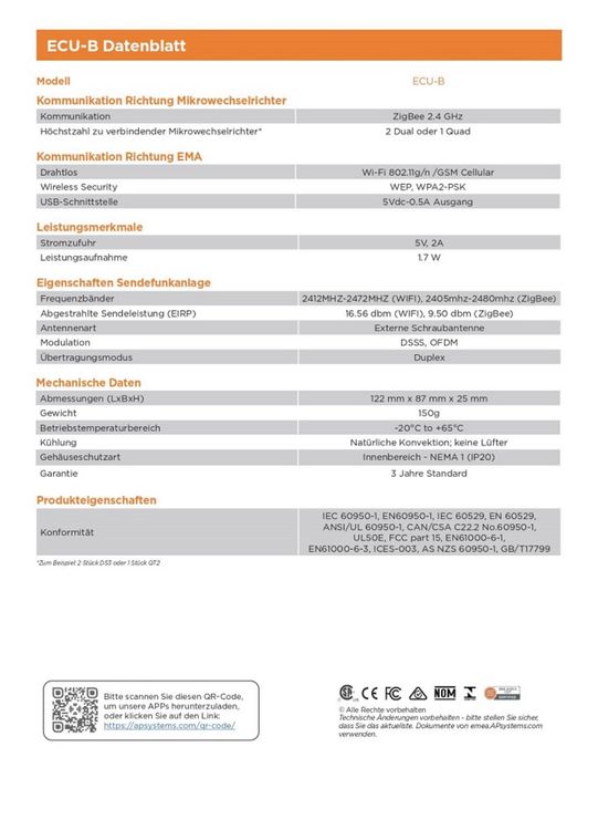 APsystems ECU-B Informationsgateway WLAN Monitoring ZigBee | Kaufen Auf ...