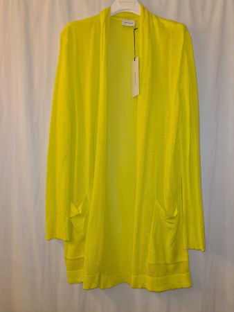 René Lezard Strickjacke Leinen Neongelb Gr. 42, FABRIKNEU!