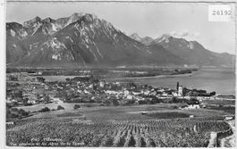 Villeneuve - Vue generale et les Alpes