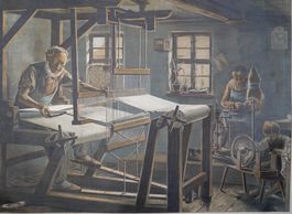 Schulbild -Lehrtafel „Webstuhl“ – Max Eschner, ca. 1900-1910