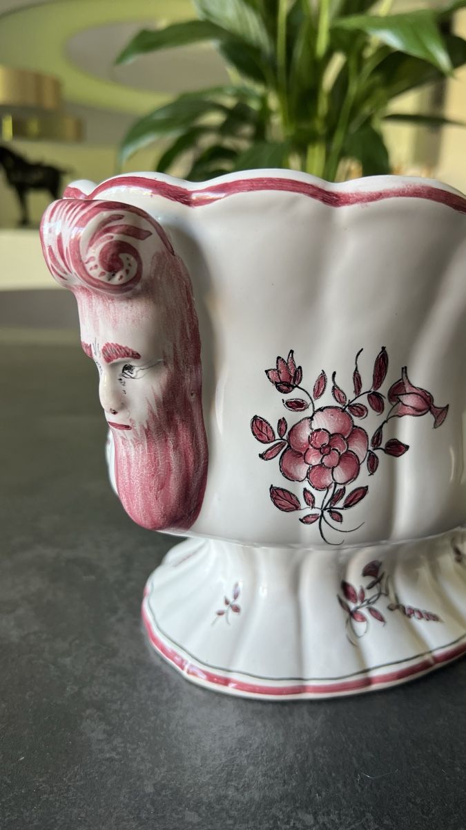 Vasi & Recipienti: Jardinière en faïence finement décorée de fleurs polychromes – Usato da Nyon venduto da stylevintage79 6