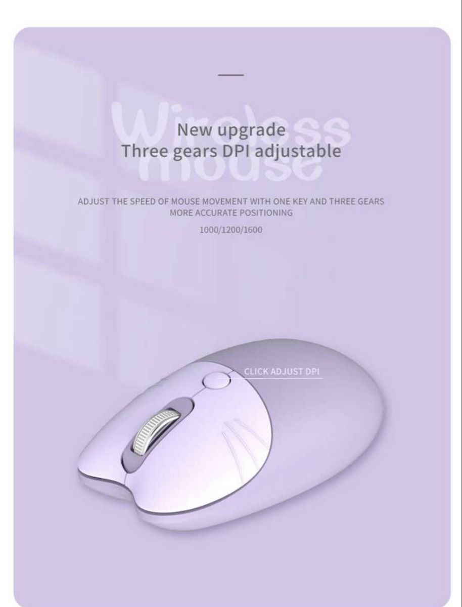 Mouse: Wireless Mouse, Lavender Purple, DPI Adjustable – Nuovo e nell'imballaggio originale da Seon venduto da Avina12 2