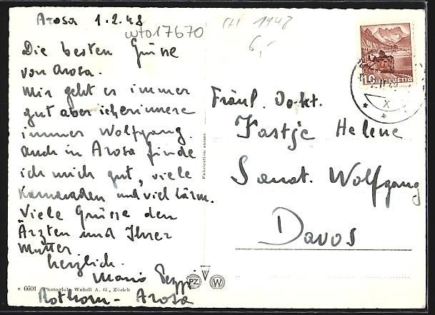 Cartes postales: Arosa, Teilansicht mit Hotel im Schnee – D'occasion à Berlin par bartko-reher 1