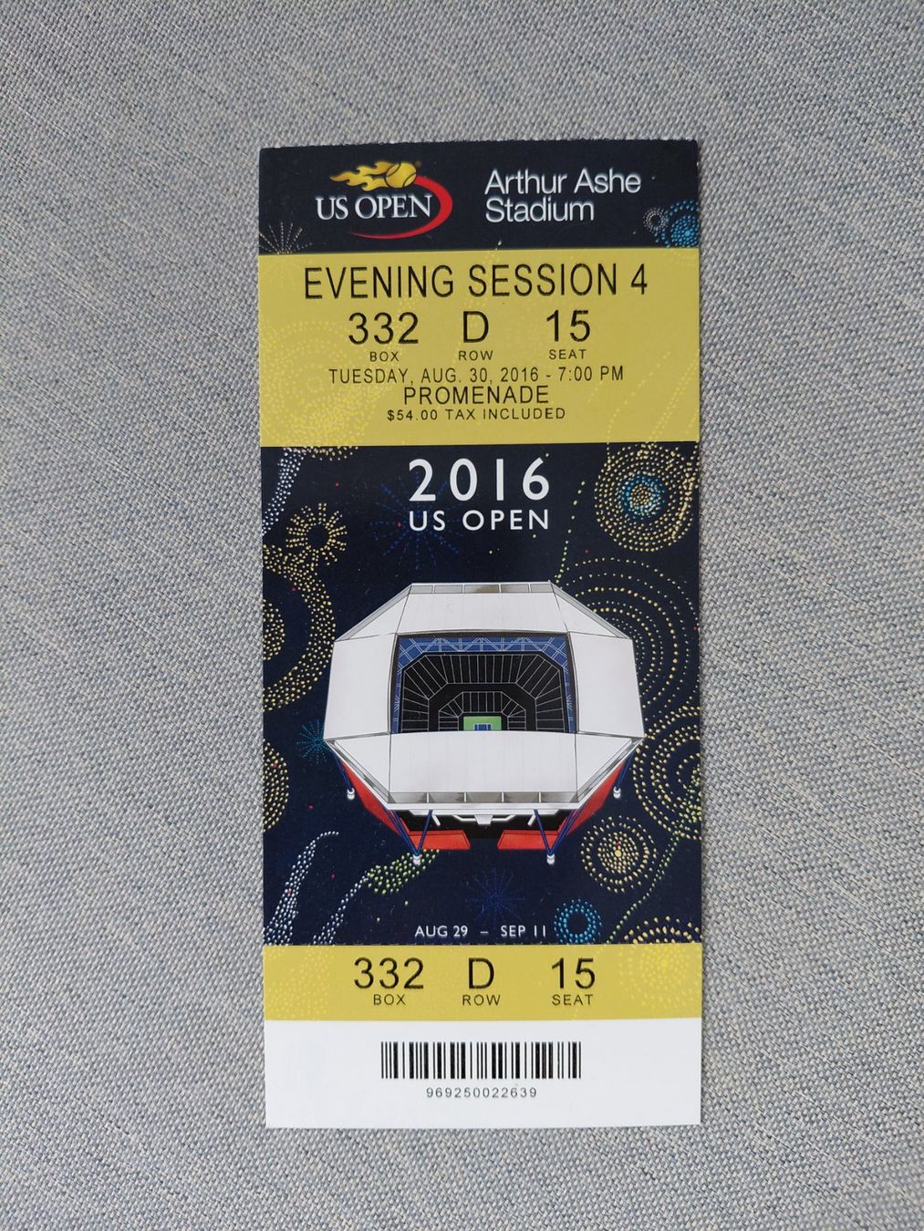 Tickets: Original Ticket Tennis US Open2016 – Gebraucht aus Schmerikon von Olympia04